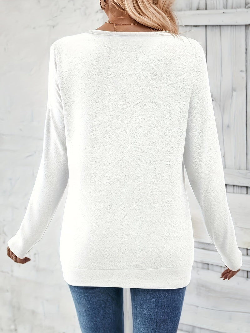 Zelda Cotton-Feel V-Neck T-Shirt in White, view 7
