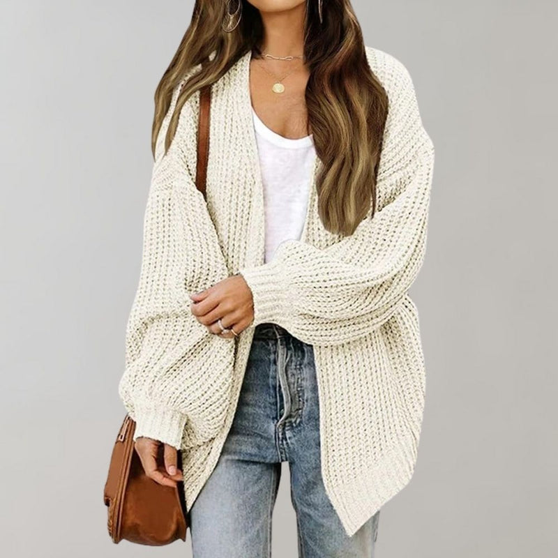 Daisy Relaxed Fit Open-Front Cardigan in White, view 5