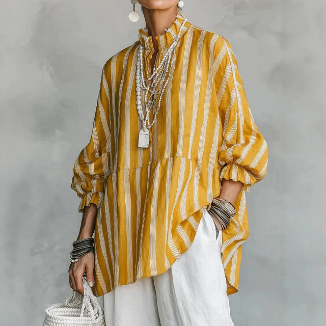 Marisol Ruffle Neck Blouse in Yellow, view 1
