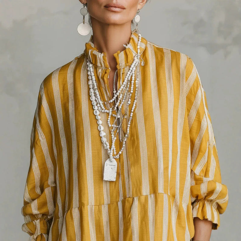Marisol Ruffle Neck Blouse in Yellow, view 4