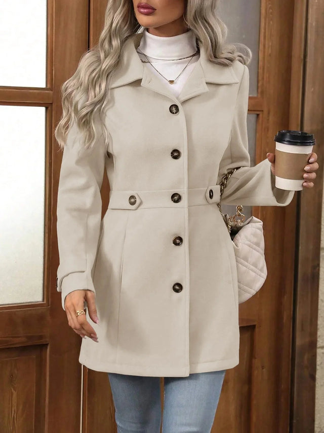 Grace Tailored Wool-Look Coat in Light Beige, view 1