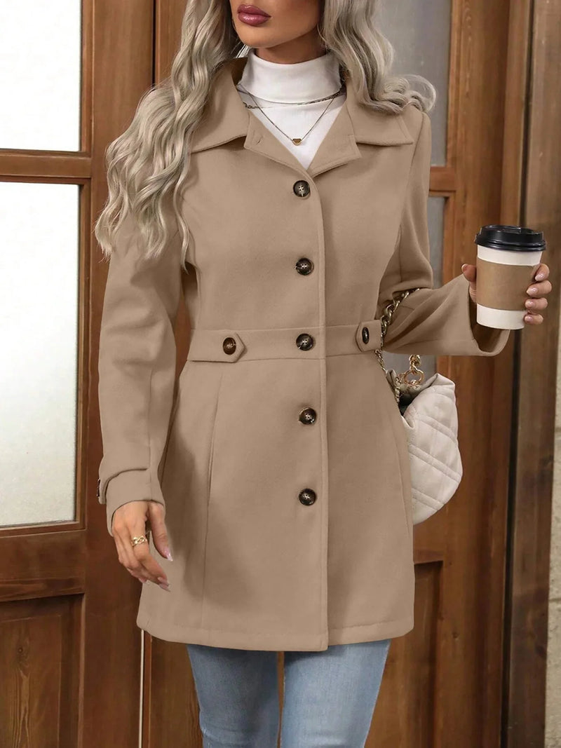Grace Tailored Wool-Look Coat in Light Beige, view 10