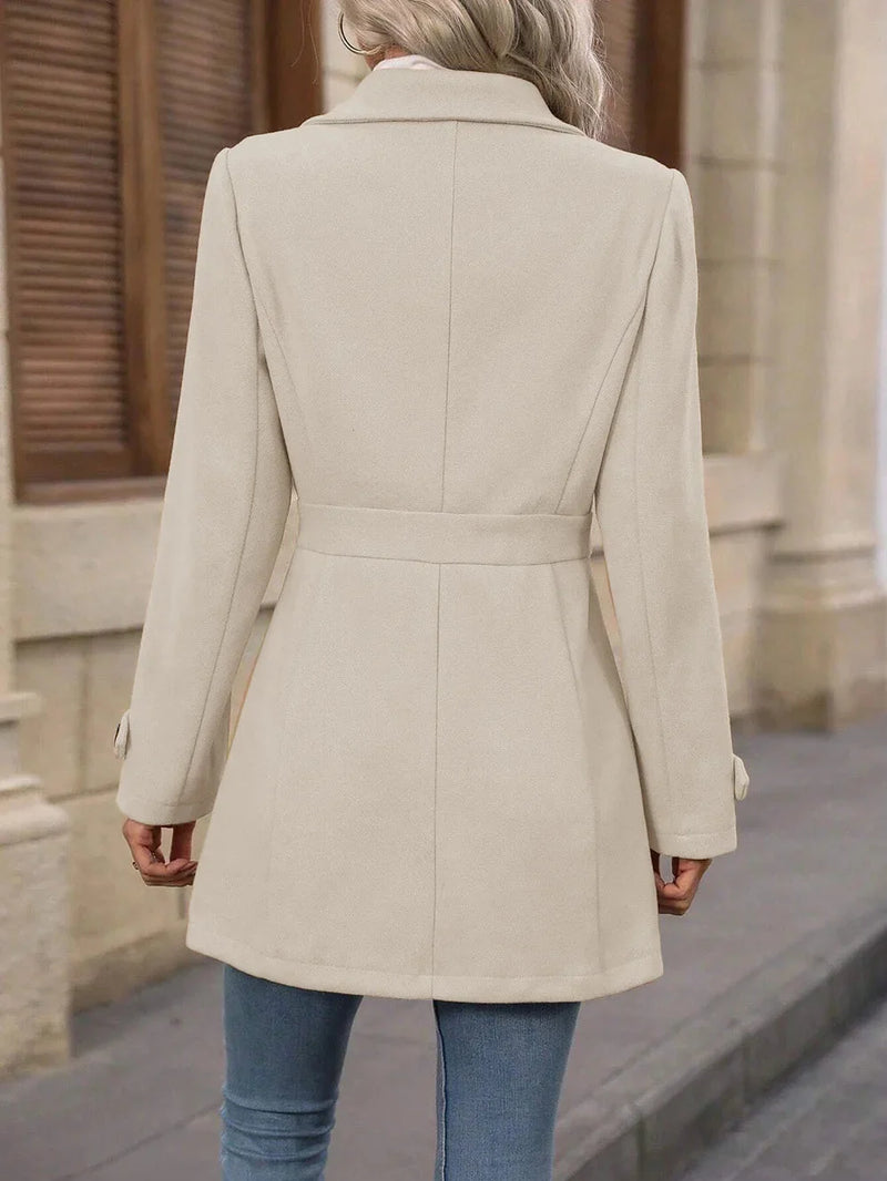 Grace Tailored Wool-Look Coat in Light Beige, view 2