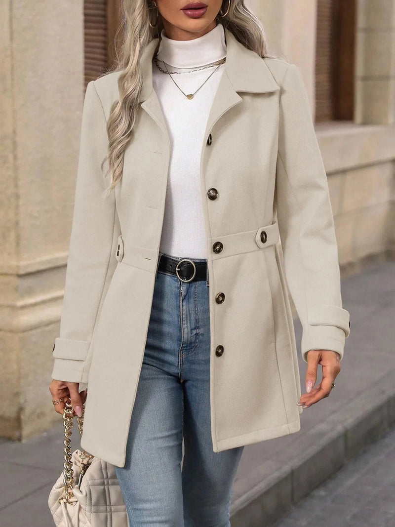 Grace Tailored Wool-Look Coat in Light Beige, view 5