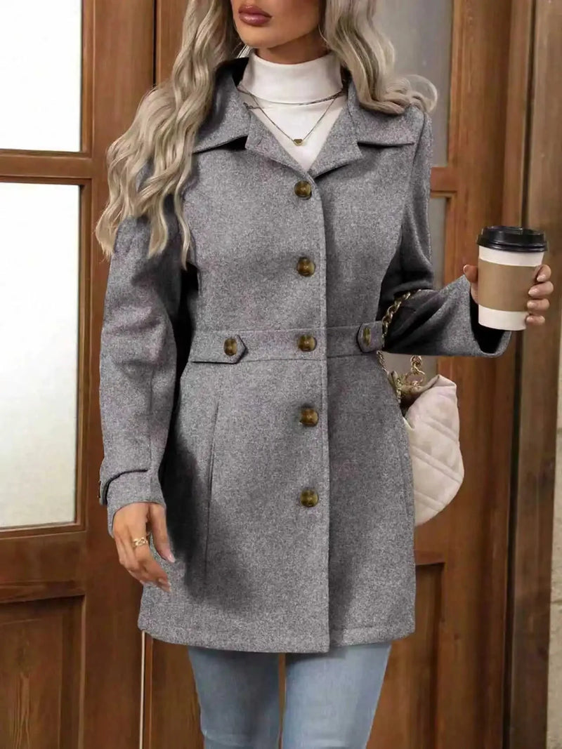 Grace Tailored Wool-Look Coat in Khaki, view 7
