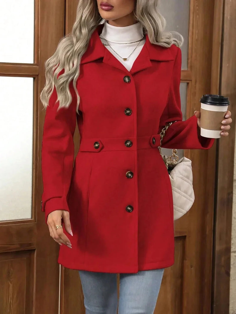 Grace Tailored Wool-Look Coat in Red, view 8