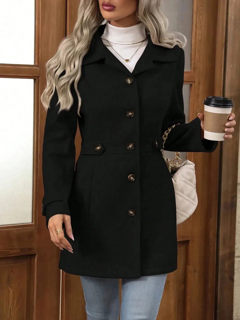 Grace Tailored Wool-Look Coat in Black, view 9