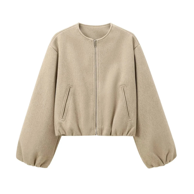 Hazel Lightweight Bomber Jacket in Khaki, view 7