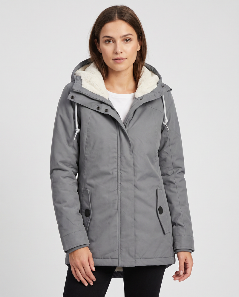 Bella Lightweight Waterproof Hooded Rain Jacket in Grey, view 2