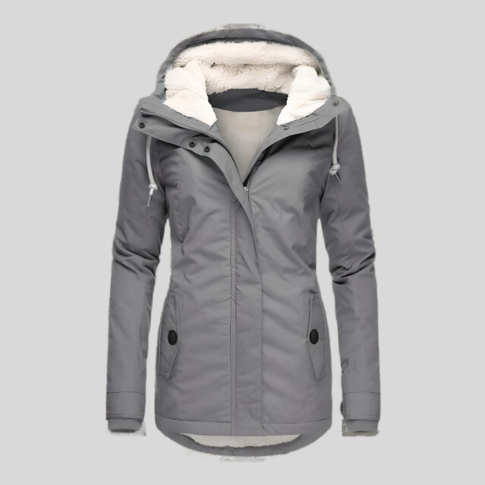 Bella Lightweight Waterproof Hooded Rain Jacket in Grey, view 5