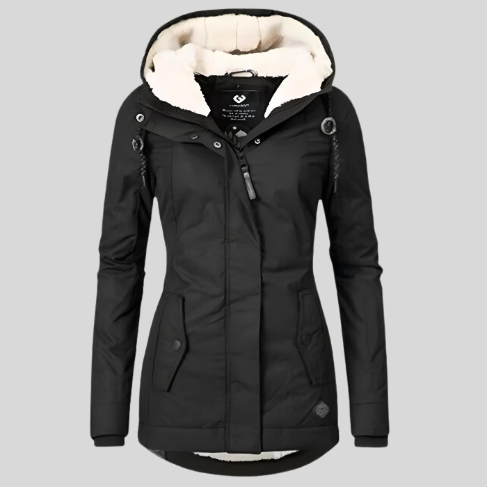 Bella Lightweight Waterproof Hooded Rain Jacket in Black, view 6