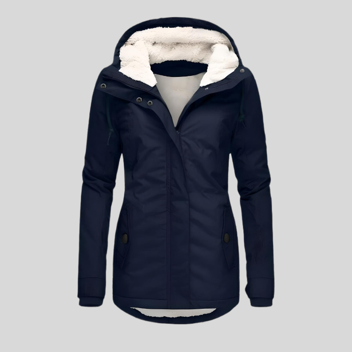Bella Lightweight Waterproof Hooded Rain Jacket in Navy Blue, view 7
