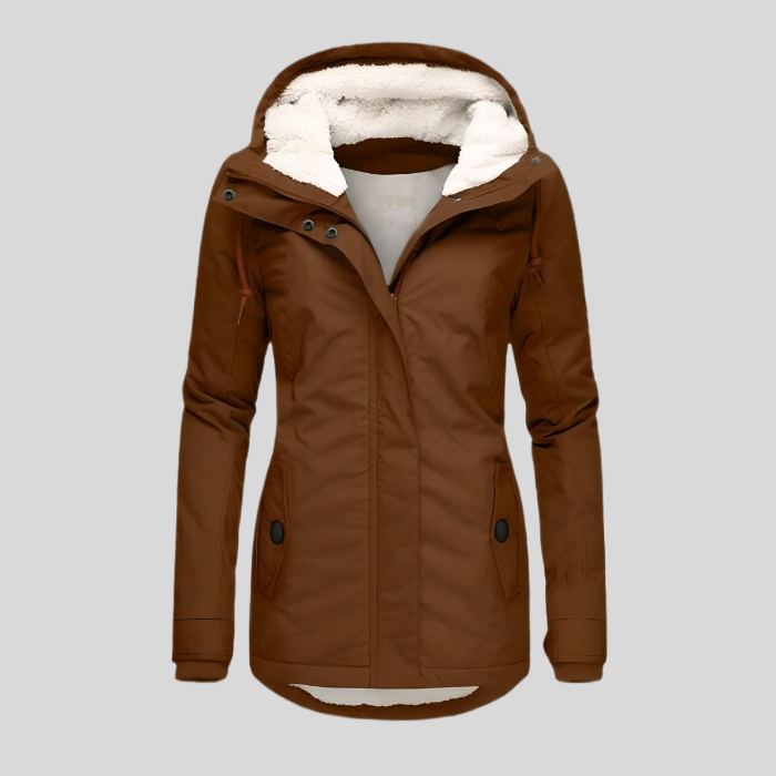 Bella Lightweight Waterproof Hooded Rain Jacket in Brown, view 8