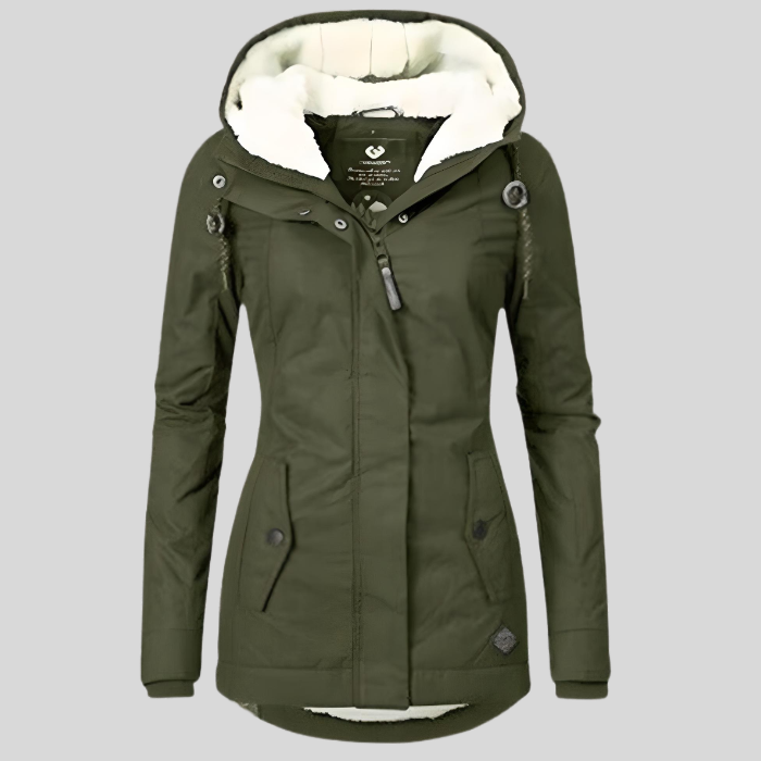 Bella Lightweight Waterproof Hooded Rain Jacket in Dark Green, view 9