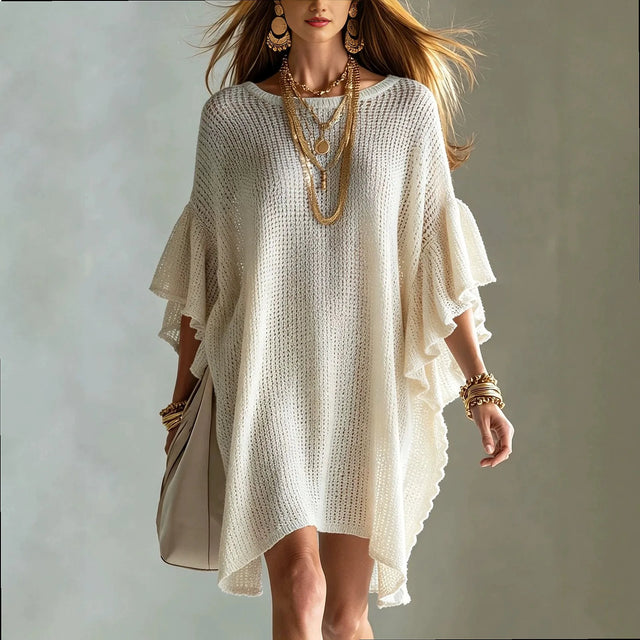 Kira Loose Knit Coverup in White, view 1