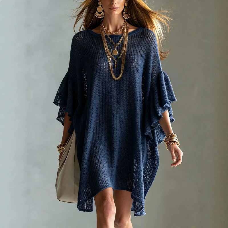 Kira Loose Knit Coverup in Navy, view 4