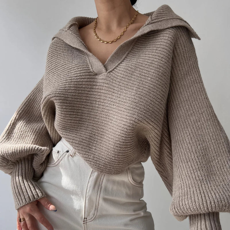 Gemma Hooded Ribbed Knit Sweater in Gray, view 10