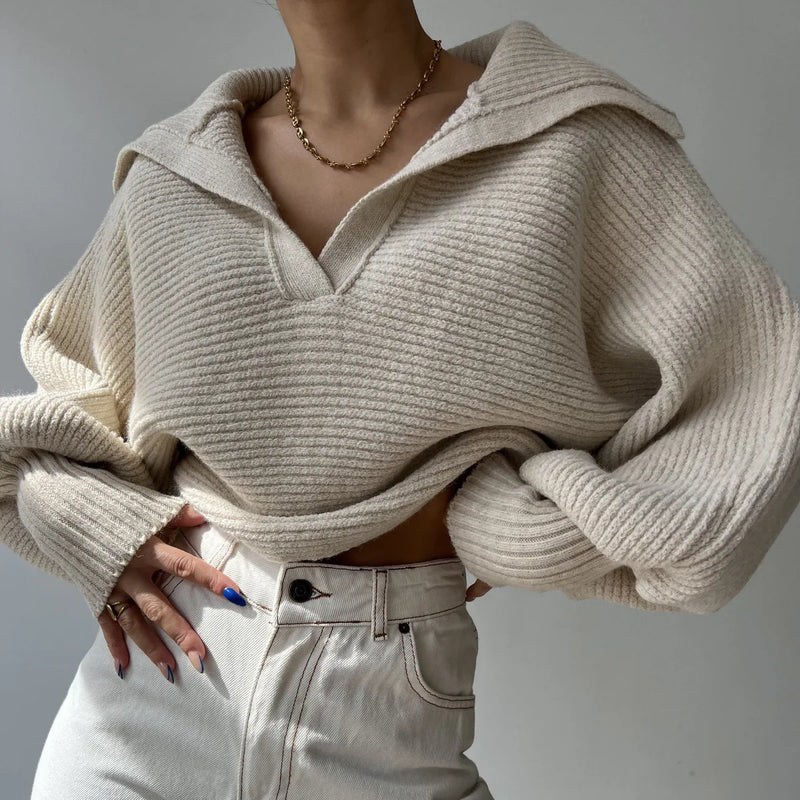 Gemma Hooded Ribbed Knit Sweater in White, view 4