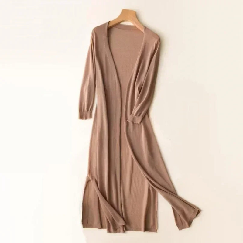 Fiona Longline Knit Cardigan in Apricot, view 5
