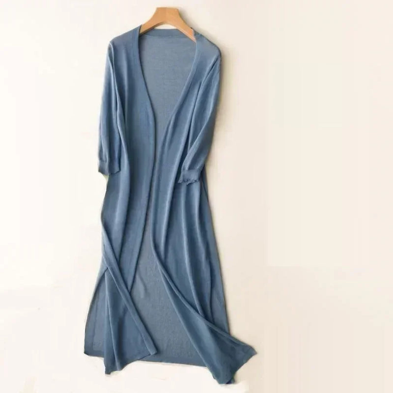 Fiona Longline Knit Cardigan in Blue, view 6
