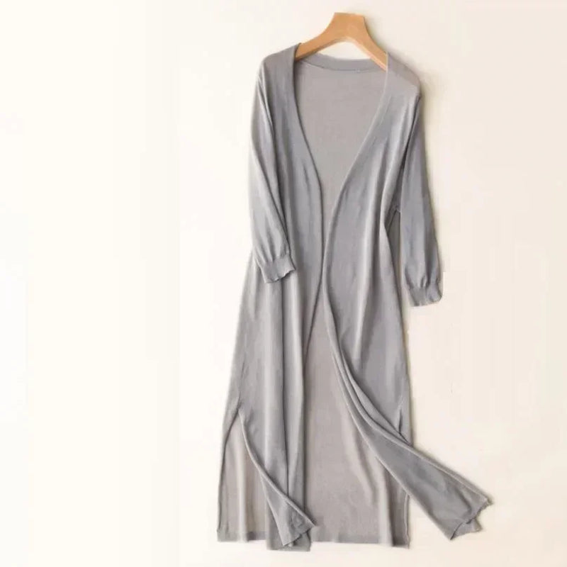 Fiona Longline Knit Cardigan in Gray, view 7