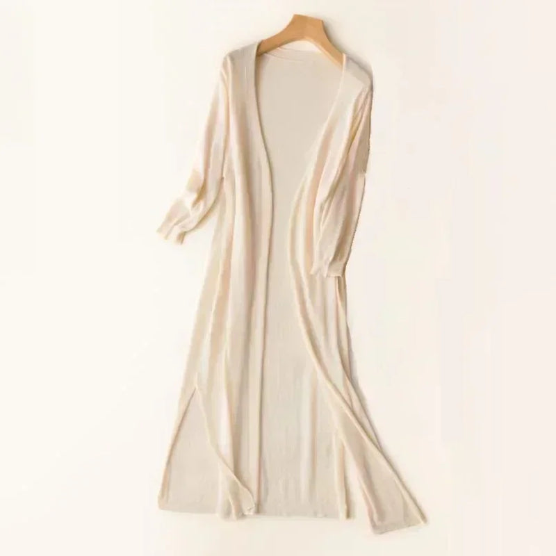 Fiona Longline Knit Cardigan in Khaki, view 9