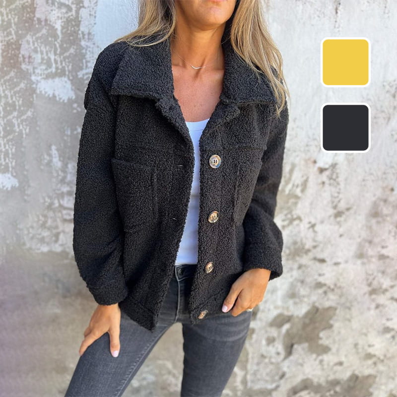 Delia Relaxed Fit Thick Cardigan Jacket in Black, view 5