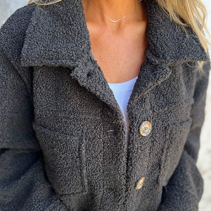 Delia Relaxed Fit Thick Cardigan Jacket in Black, view 7